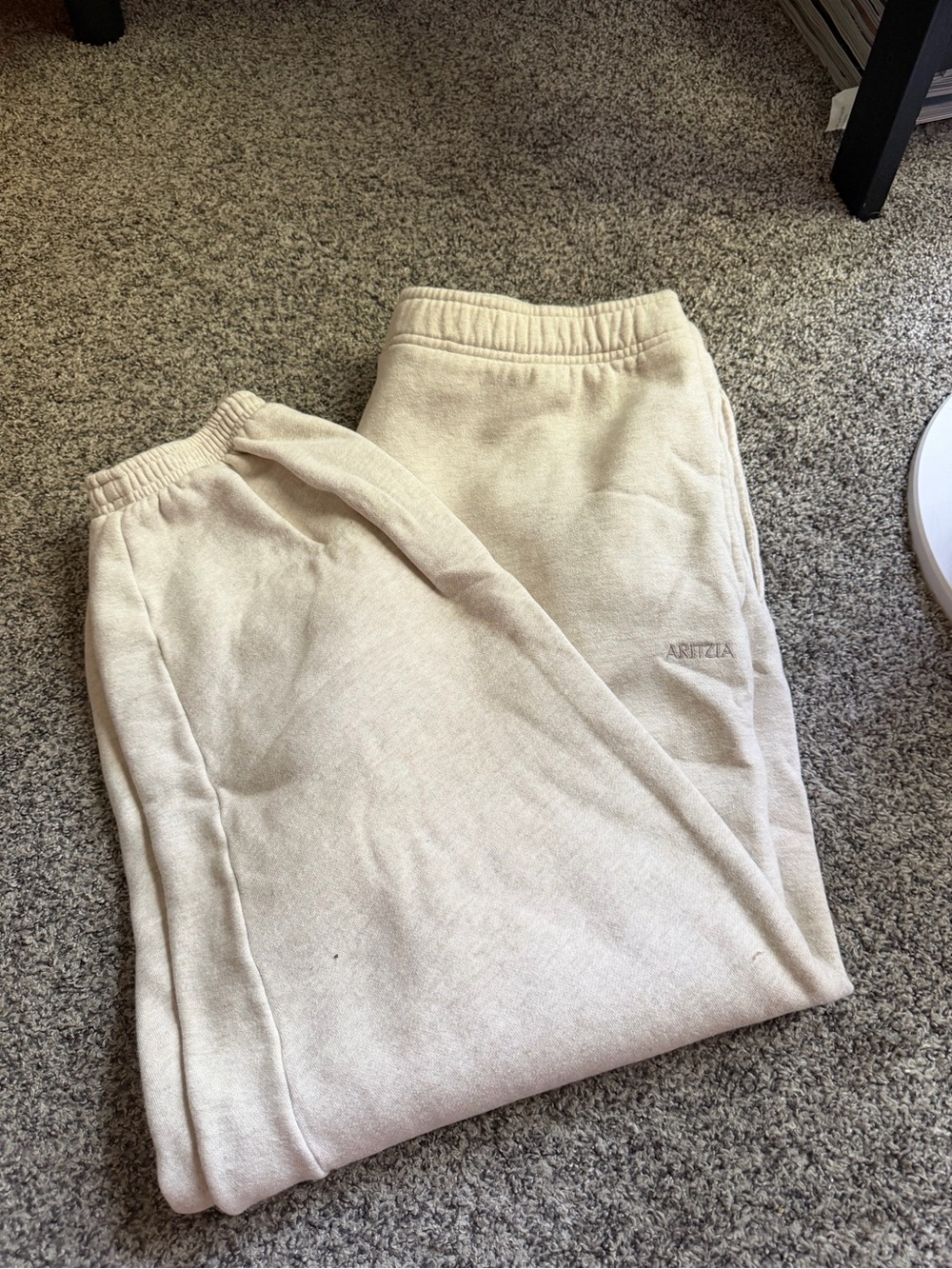 Aritzia Neutral Cream Cozy Track Joggers